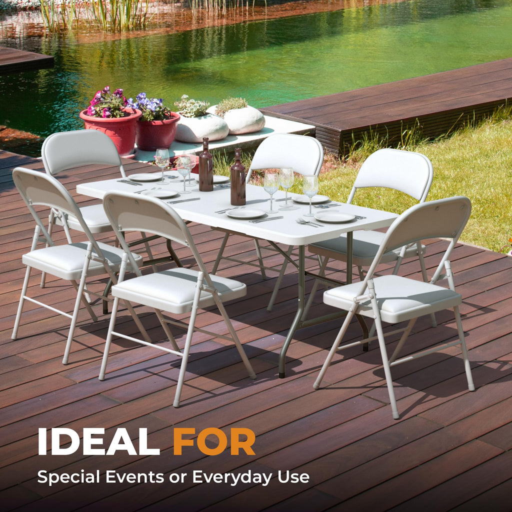 8 Pack Leather Chair | Foldable & Stackable | 350 lbs Capacity Steel Frame Seats for Indoor or Outdoor | Commercial