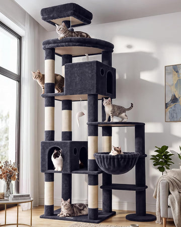 Giant Cat Tree for Indoor Large Cats, 83in, Dark Grey