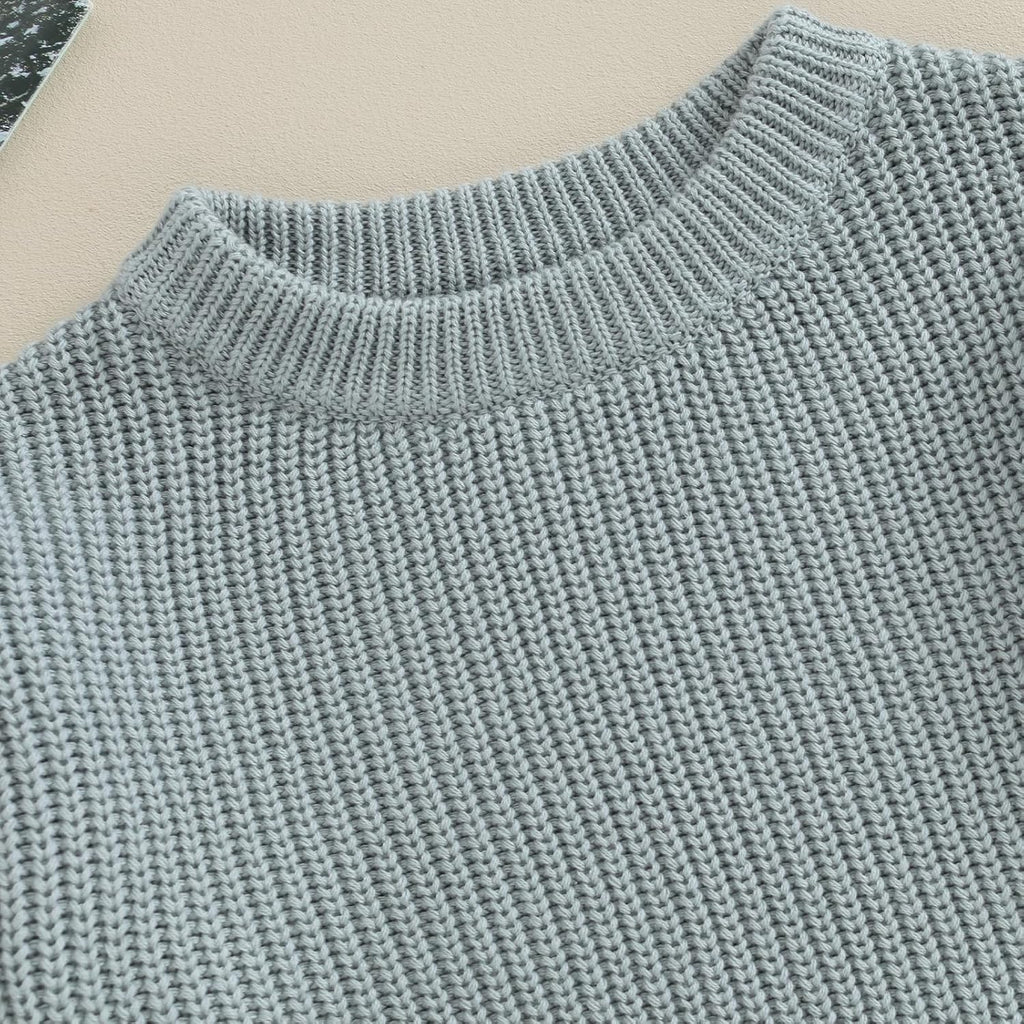 Baby Girl Boy Toddler Knit Sweater Cute Round Neck Long Sleeve Blouse Pullover Oversized Sweatshirt Warm Kids Tops