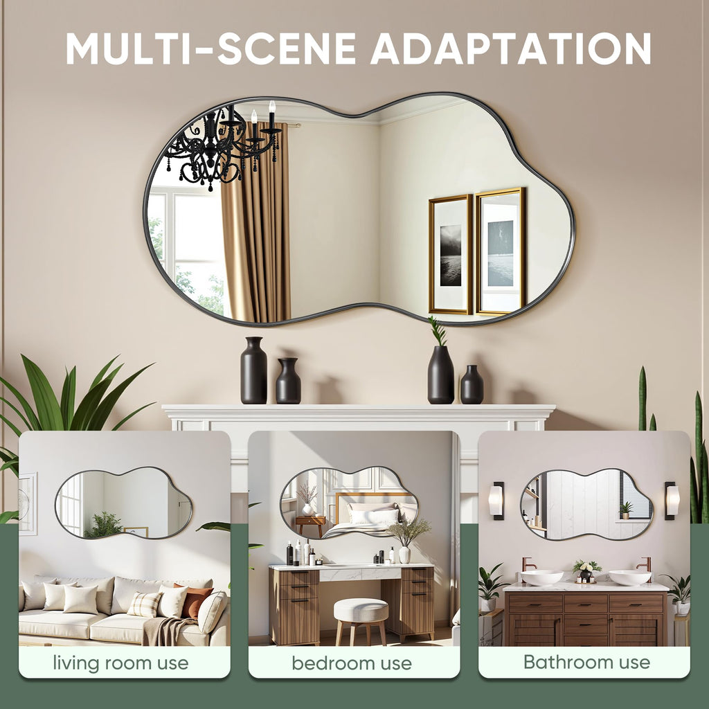 Irregular Wall Mirror, 36"x24" Bathroom Mirror Asymmetrical Mirrors Artistic Mirrors Decorative Bedroom Bathroom