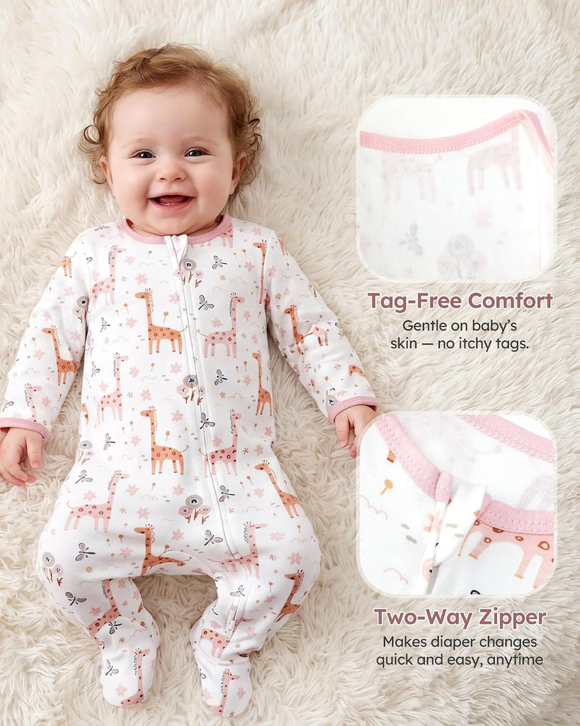 Sleepers 100% Organic Cotton Pajamas for 0-3 3-6 Boys Girls Clothes Footed Pjs