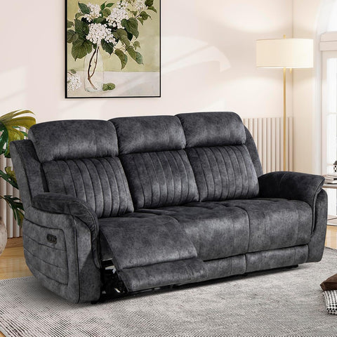 Power Reclining Sofa with Zero Gravity, Adjustable Headrest, Electric Reclining Couch with Wireless Charge, Outlets