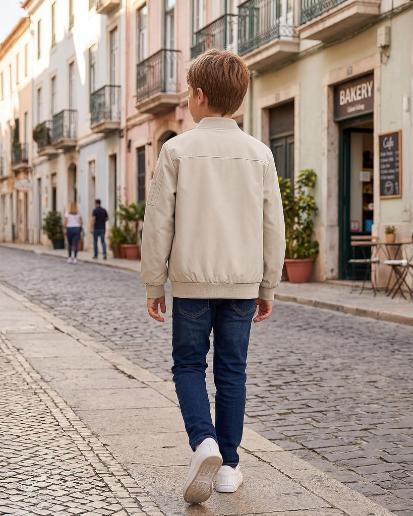 Boy's Bomber Jackets Kids Spring Fall Zip Up Varsity Windbreak Jackets