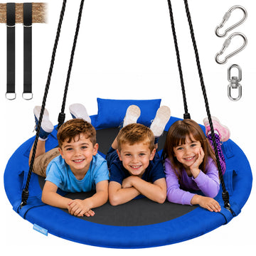 40 Inch Saucer Tree Swing, 900lb Outdoor Flying Swing for Kids, 900D Oxford Waterproof Seat, Tree Hang Kit with 2