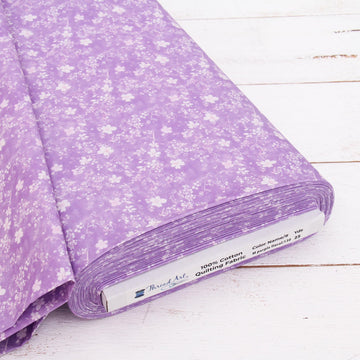 Vintage Medium Purple Floral Cotton Quilting Fabric - 10 Yard Cut