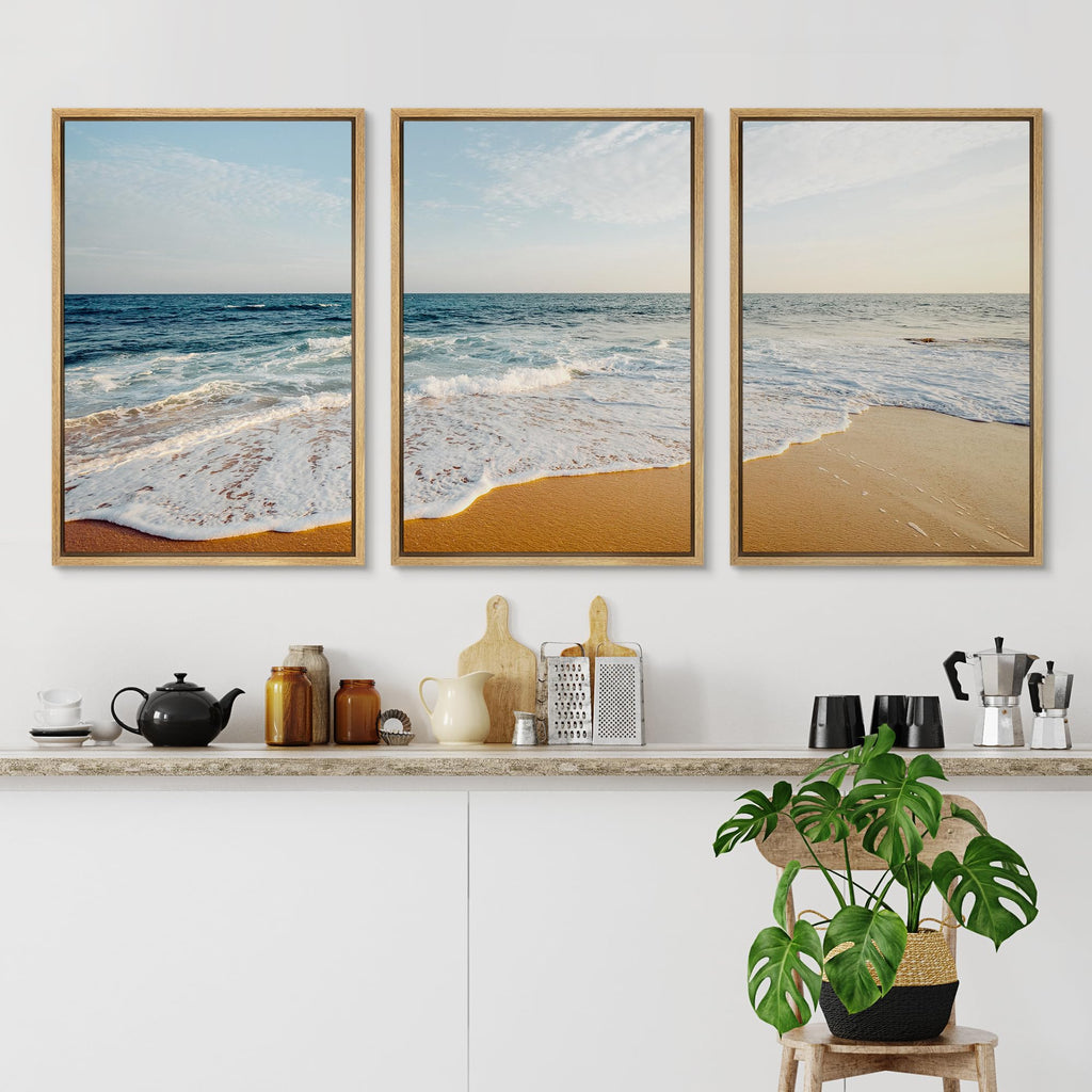 Framed Canvas Print Wall Art Set Tropical Island Coastal Cottage Beach Shore Seascape Nature Wilderness Photography