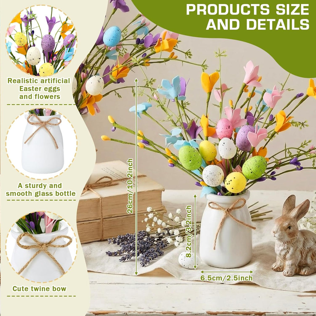 Easter Picks and Vase Berry Picks Branches Spring Artificial Flower Arrangement with Colorful Eggs Berries - Set of 2