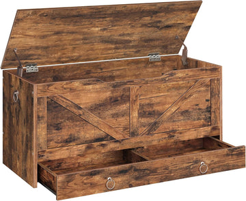 Storage Chest, 39.3" Toy Chest with Drawer, Wooden Storage Bench, Sturdy Entryway Bench Supports 220 lb, Shoe Bench