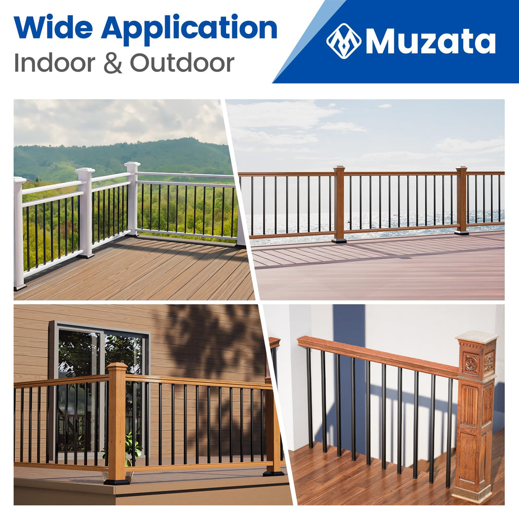 100 Pack 36" Black Aluminum Square Deck Balusters WT13