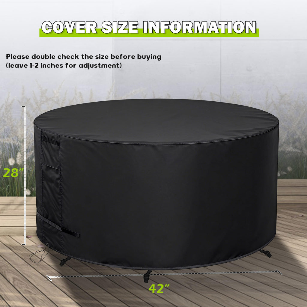 Round Patio Furniture Cover Weatherproof, 42 Inch Outdoor Round Table Cover Dining Table and Chairs Waterproof 42"