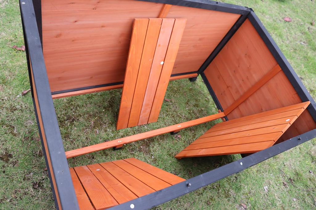 Wooden Dog House Outdoor Large Dog Kennel Weatherproof with PVC Roof