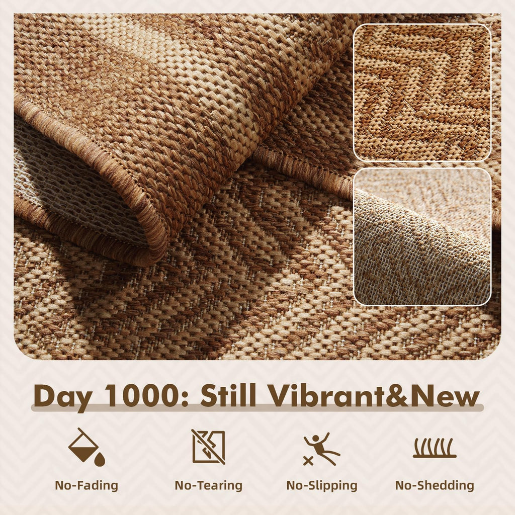 Outdoor Rug-Patio Rug Polypropylene Indoor Outdoor Rugs Outdoor Carpet Deck Balcony Porch, Textured Weave