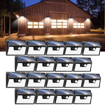 18 Pack/140 LED Solar Lights, Outdoor Waterproof, 3 Lighting Modes, Motion Sensor, Black