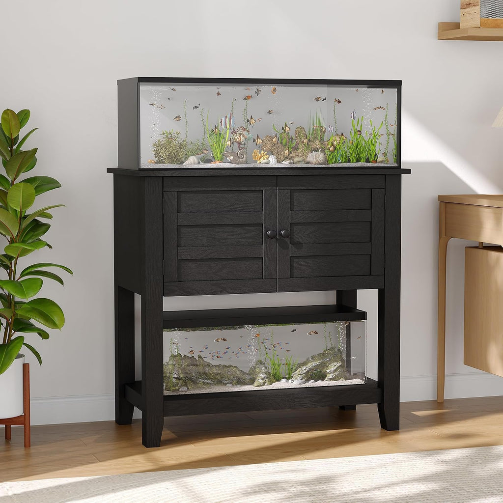 Heavy Duty 20-29 Gallon Aquarium Stand with Charging Station, Magnetic Doors