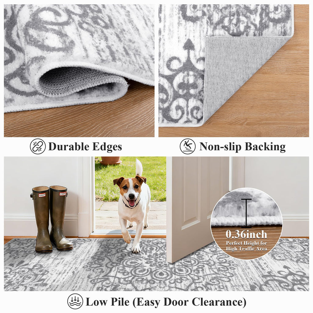 Hallway Runner Rug 3'x8', Washable Non Slip Kitchen Rug Runner