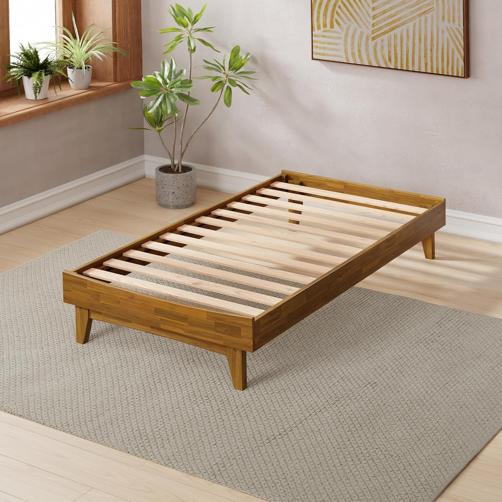 Platform Bed Frame, Modern Bed Frame Without Headboard, Wooden Low Profile Bed Frame, Acacia Wood