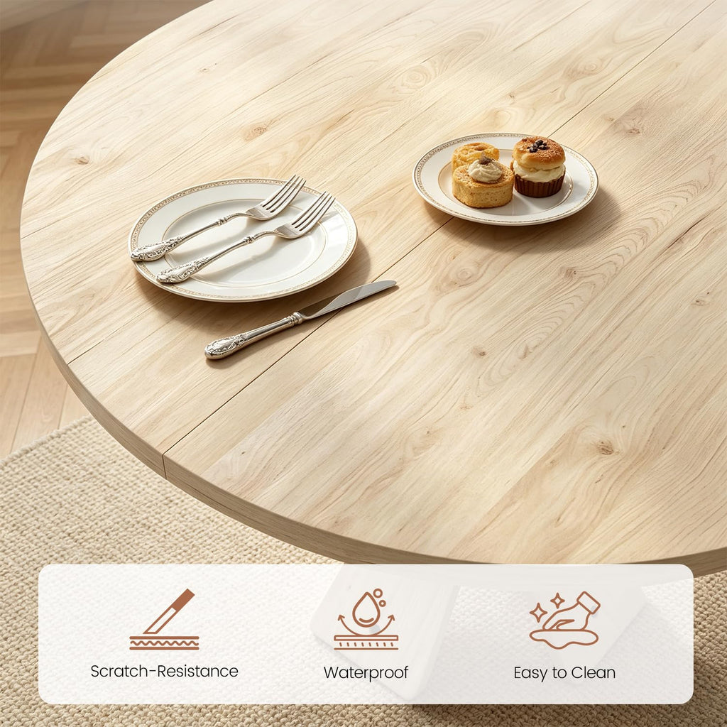 43.3" Round Dining Table Set for 4 with Curved Solid Wood Frame
