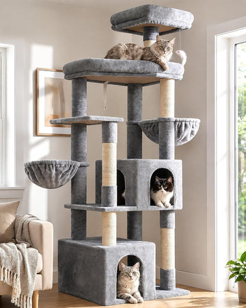 Sturdy Cat Tree for Indoor Cats 20 lbs, Cloud Grey