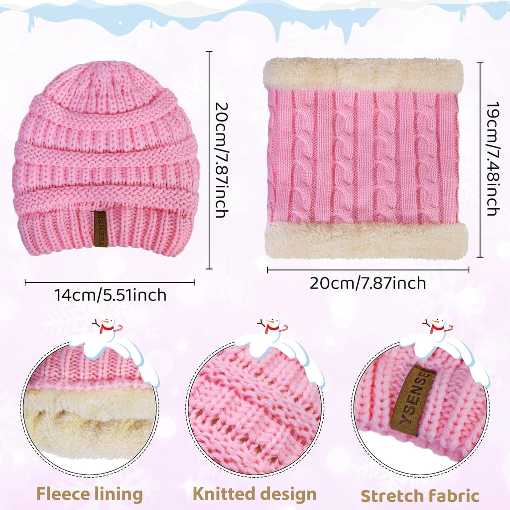 3 Pcs Kids Winter Beanie Hat Scarf Gloves Set, Thermal Thick Gifts