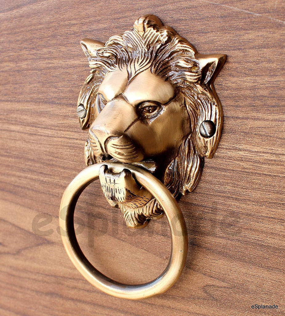 6.75" Inches Brass Lion Face Door Knocker - Door Decor | Home Decor