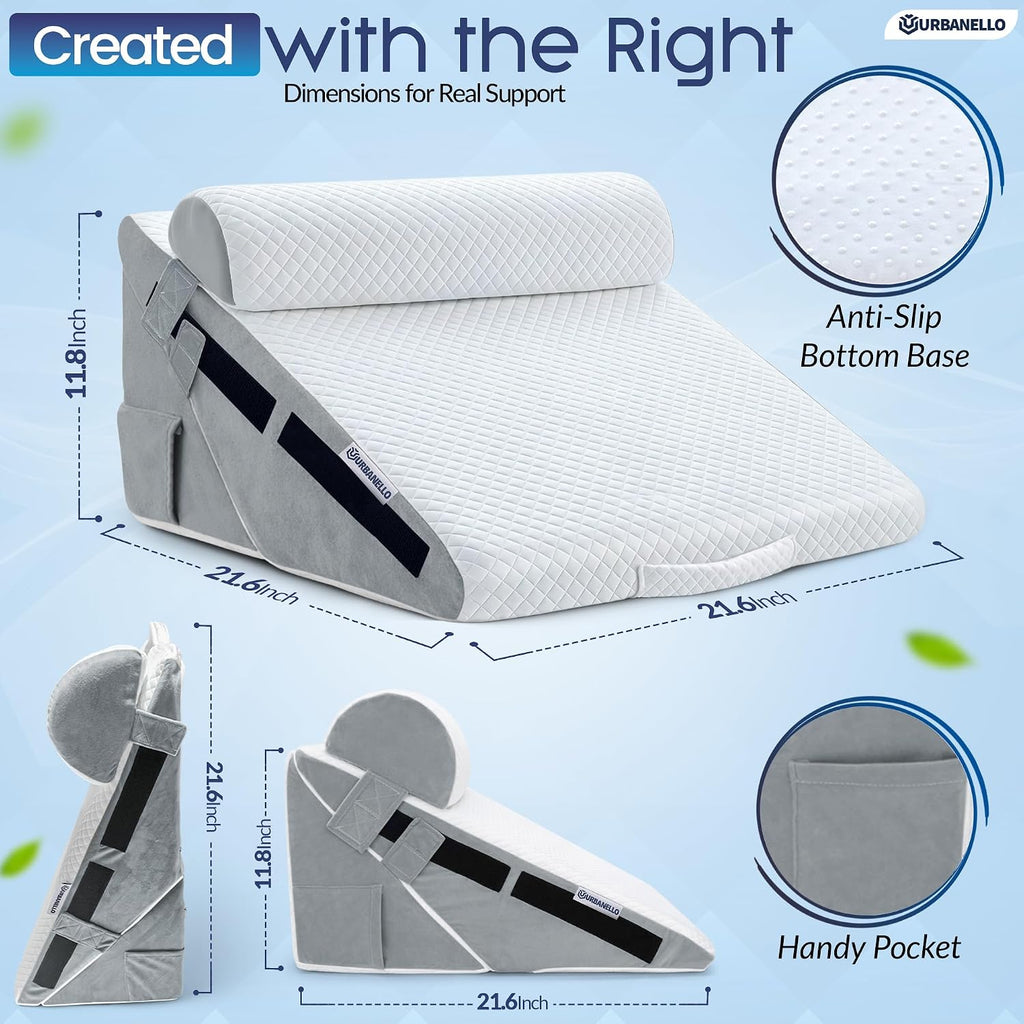 3pcs Adjustable Wedge Pillow Set for After Surgery, Orthopedic Pillow for Acid Reflux, Snoring & Sleeping Problems