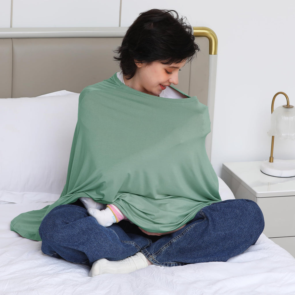 Multi-use Nursing Cover for Breastfeeding, 360°Full Coverage Nursing Poncho, Rayon Soft & Breathable Breastfeeding