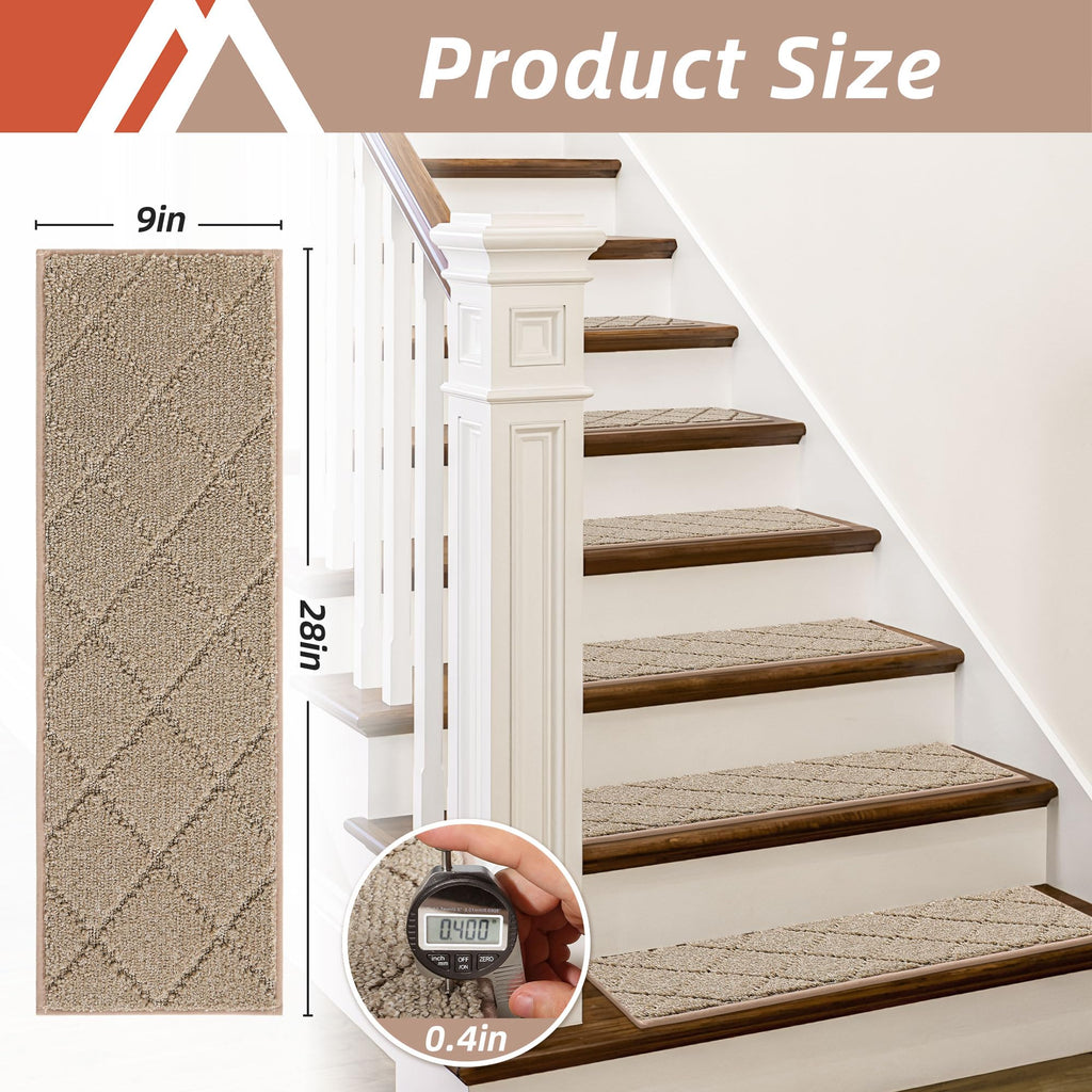 Edging Non-Slip Carpet Mat 28inX9in, 15pc, Beige