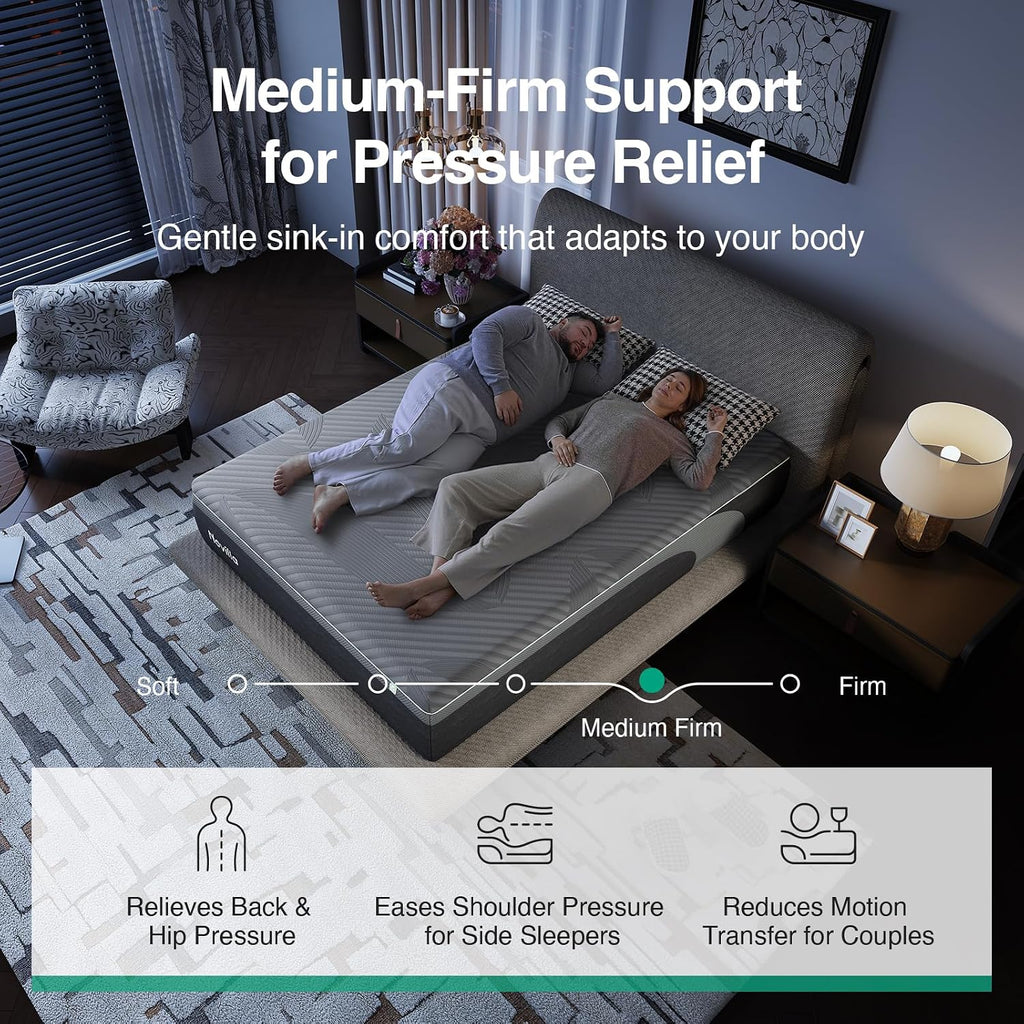 AiryFlow Queen Mattress 14 Inch, Gel Memory Foam Mattress Queen | for Cool Night & Spinal Alignment, Pressure Relief