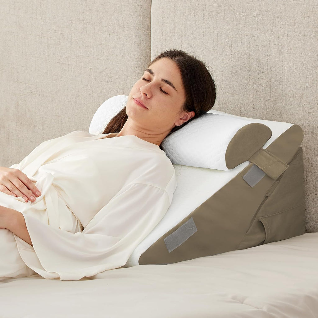 Wedge Pillow Set for After Surgery, 3PCS Adjustable 9&12 Inch Bed Wedge Pillow for Sleeping, Incline Pillow Wedge for - Set of 3