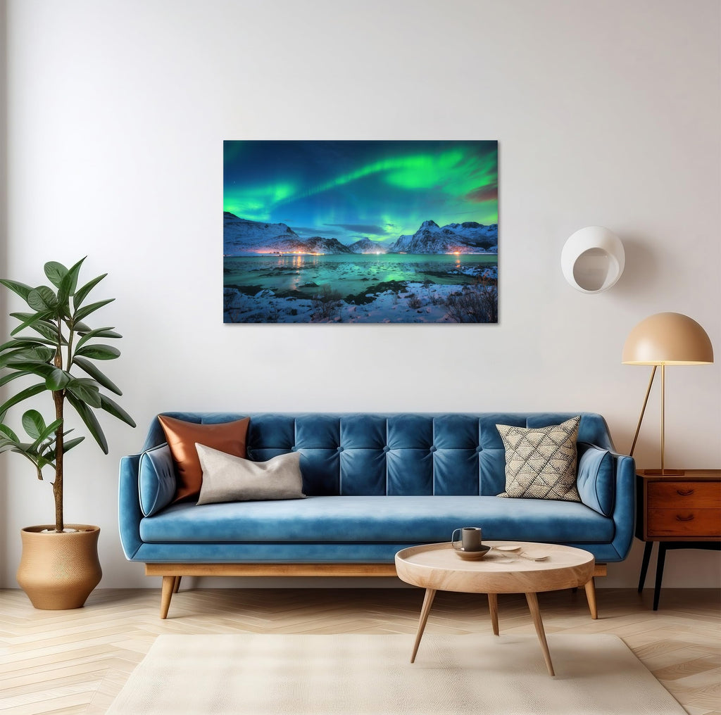 Alaska Canvas Wall Art Aurora Pictures Posters Northern Lights Decor Landscape Mountains Framed Prints Office Decor