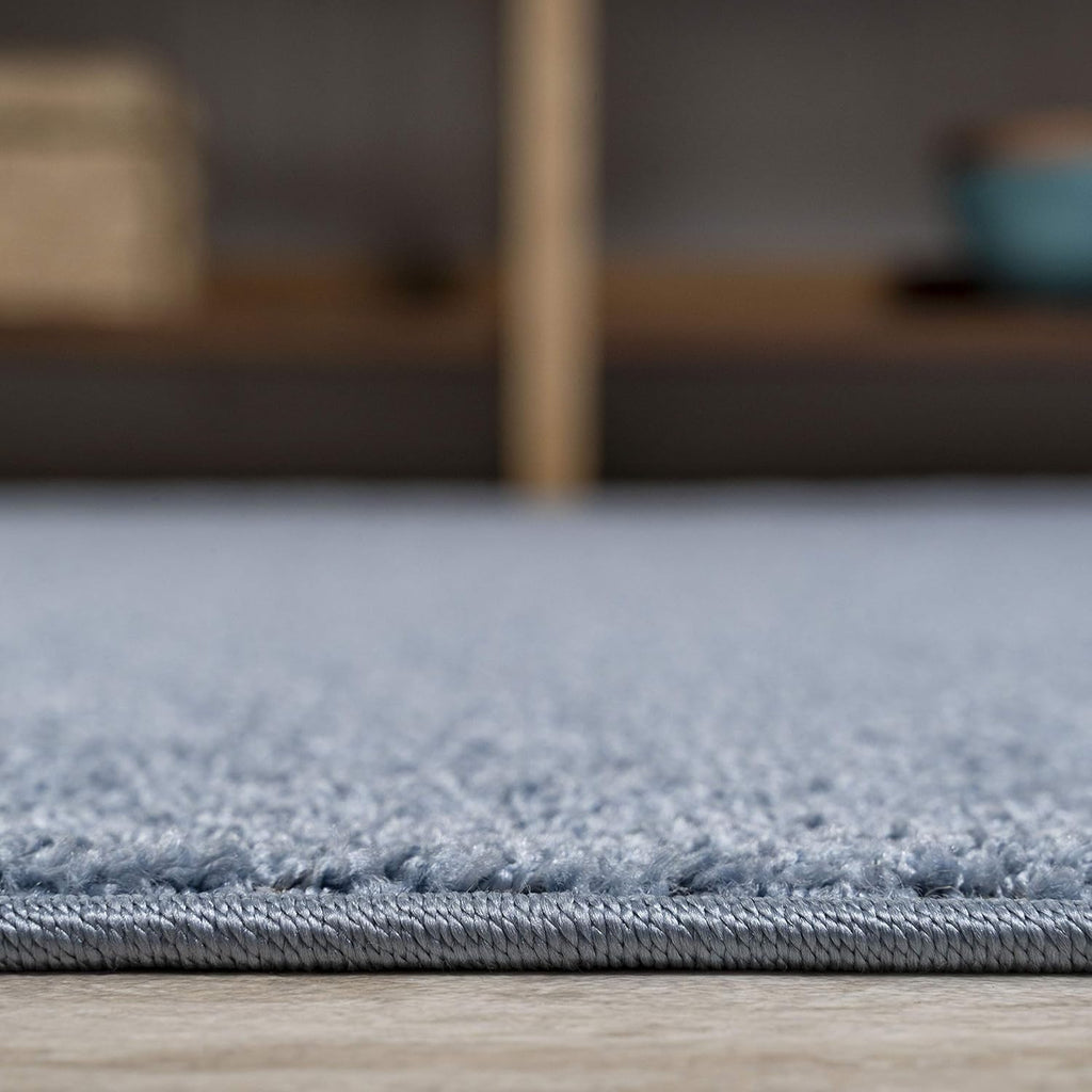 Haze Solid Low-Pile Classic Blue Area Rug 12x15, Coastal,Bohemian,Minimalist,Classic, Easy-Cleaning
