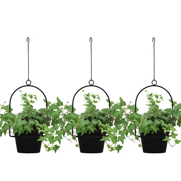 3 Packs Hanging Pots for Plants Outdoor & Indoor, Black Hanging Planter, Pot Hangers for Plant Flower