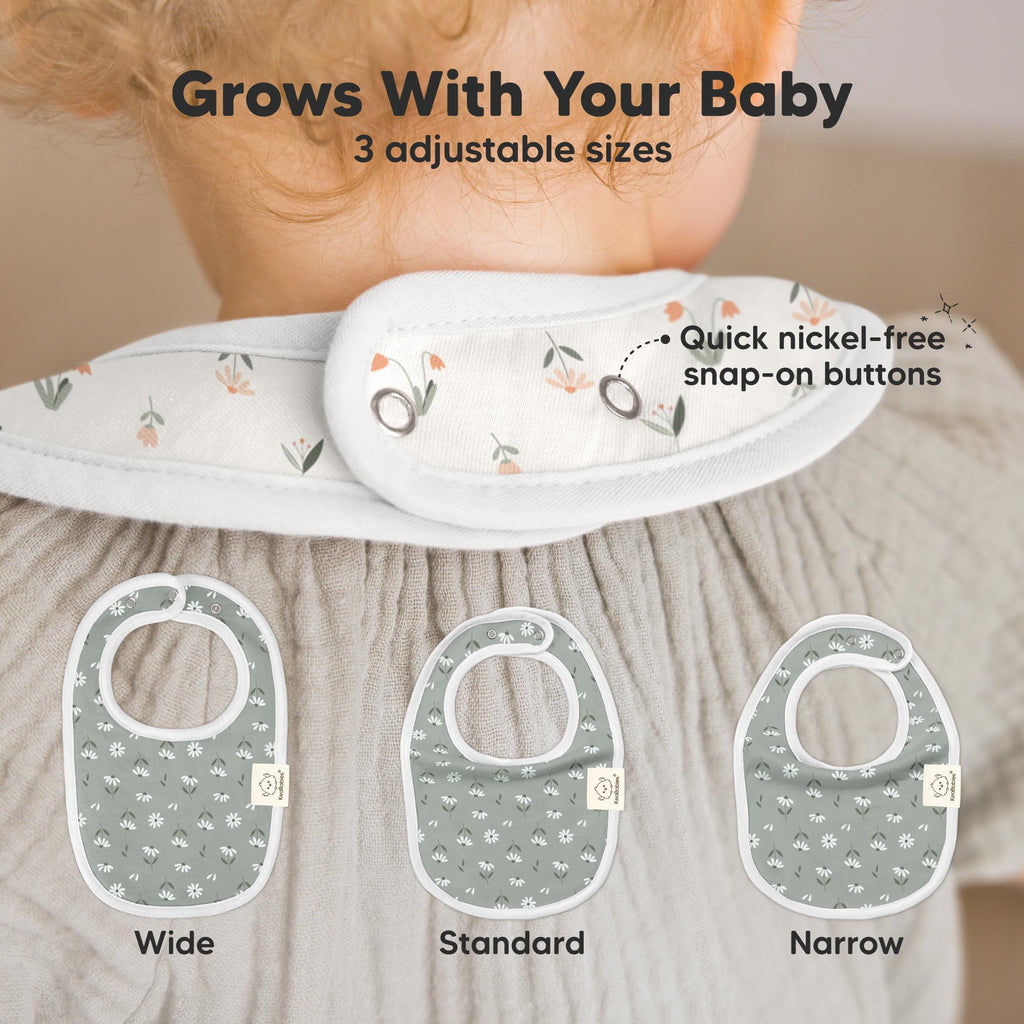 8-Pack Organic Baby Bibs for Drooling and Teething (Fleur)