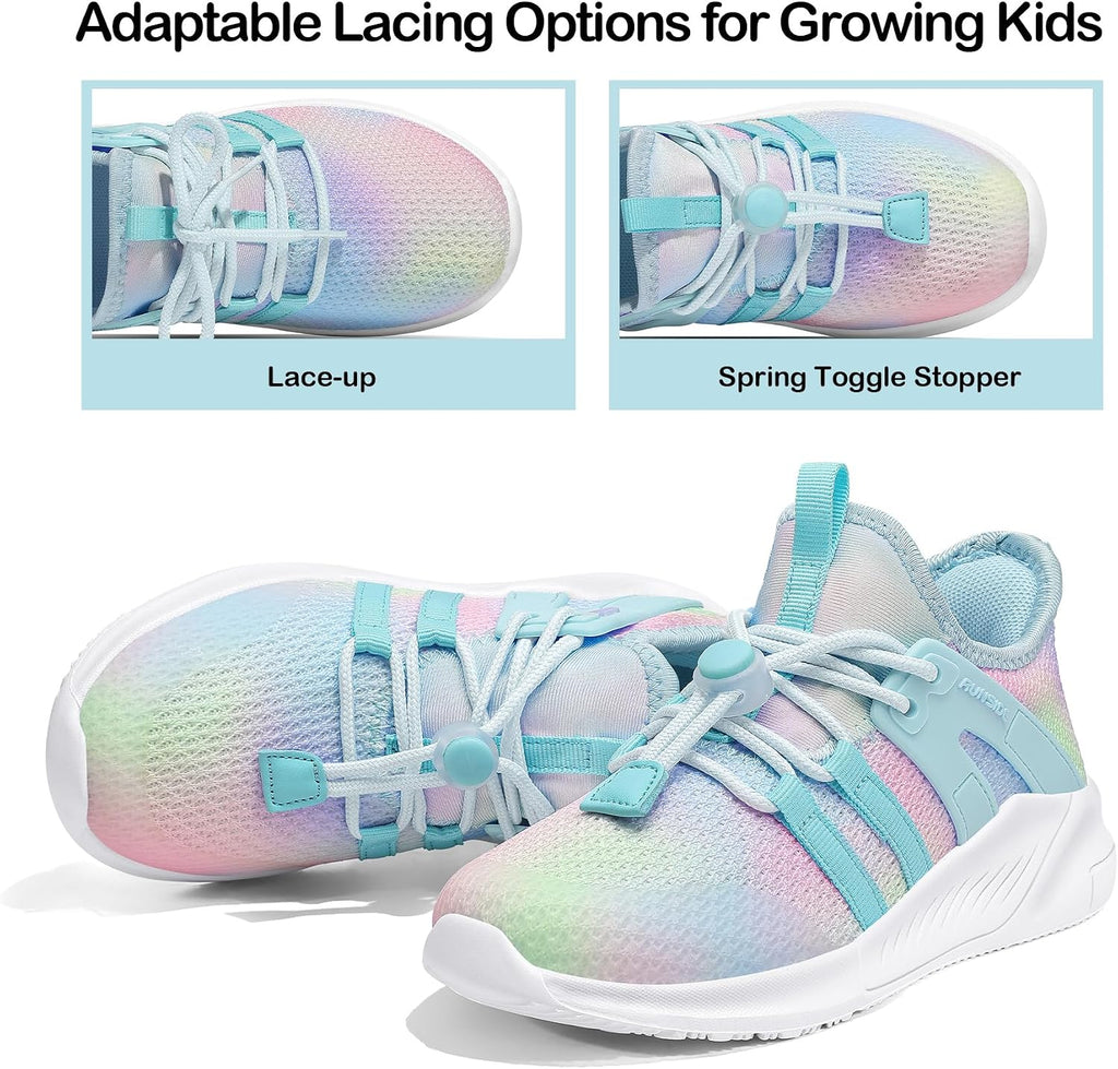 Girls Lightweight Lace-up Gradient Running Sneakers