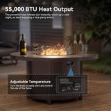 48" Round Propane Fire Pit Table,55000 BTU Auto-Ignitiongas Gas Fire Table with Fire Glass and Lid,Waterproof Cover and Blue Glass Stone for - Image 4