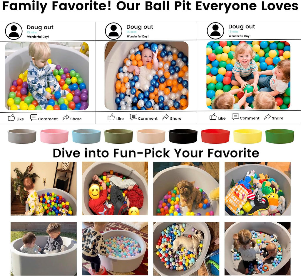 Ball Pit for Toddlers 35.43''x11.81 Baby Ball Pits Soft Memory Foam Ball Pit Round Kids Ball Pit Indoor Game Kids