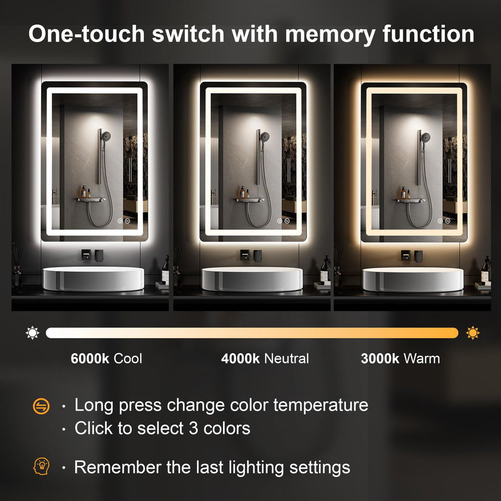 36"x24" LED Bathroom Mirror with Lights, Vanity Mirror with Lights