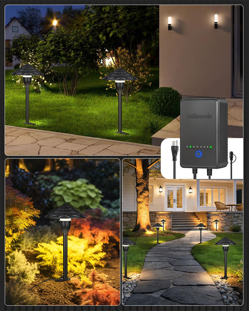 All-in-One LED Low Voltage Landscape Lighting Kit, 8-Pack LED Pathway Lights with Transformer, 100FT Wire