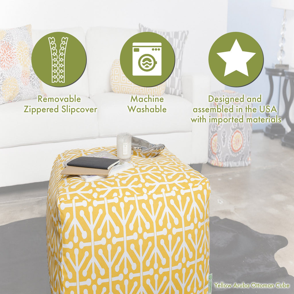 MHG Square Pouf Ottoman Foot Rest | Treated Polyester | Modern Decorative Seating or Footstool | Designed For Indoor
