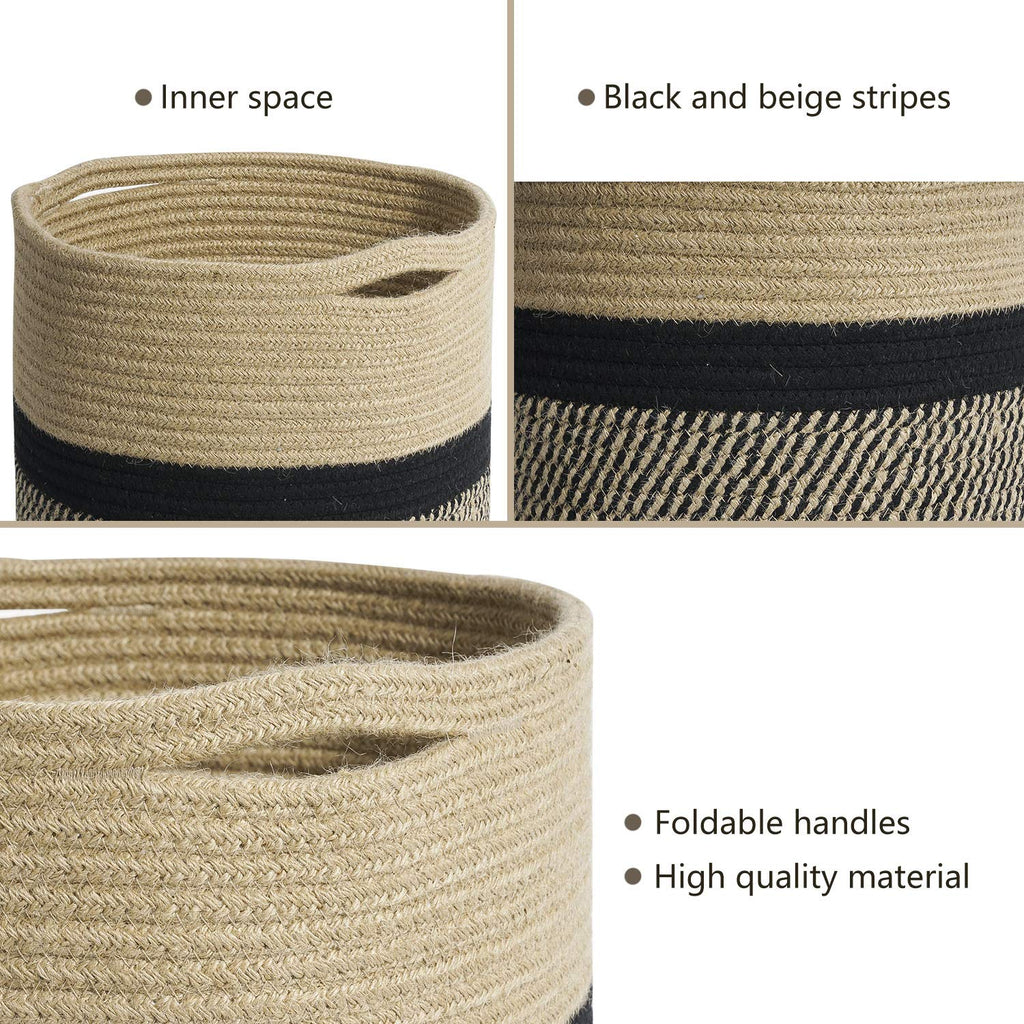 Large Jute Plant Basket, Planter for Indoor Plants, Black and Jute