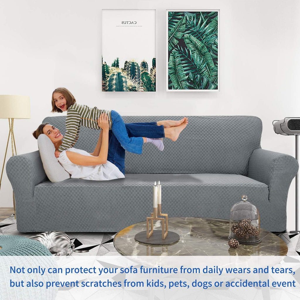 1 Piece Jacquard Couch Covers for 3 Cushion Couch Living Room High Stretch Sofa Cover Pets Dogs Friendly Anti Slip
