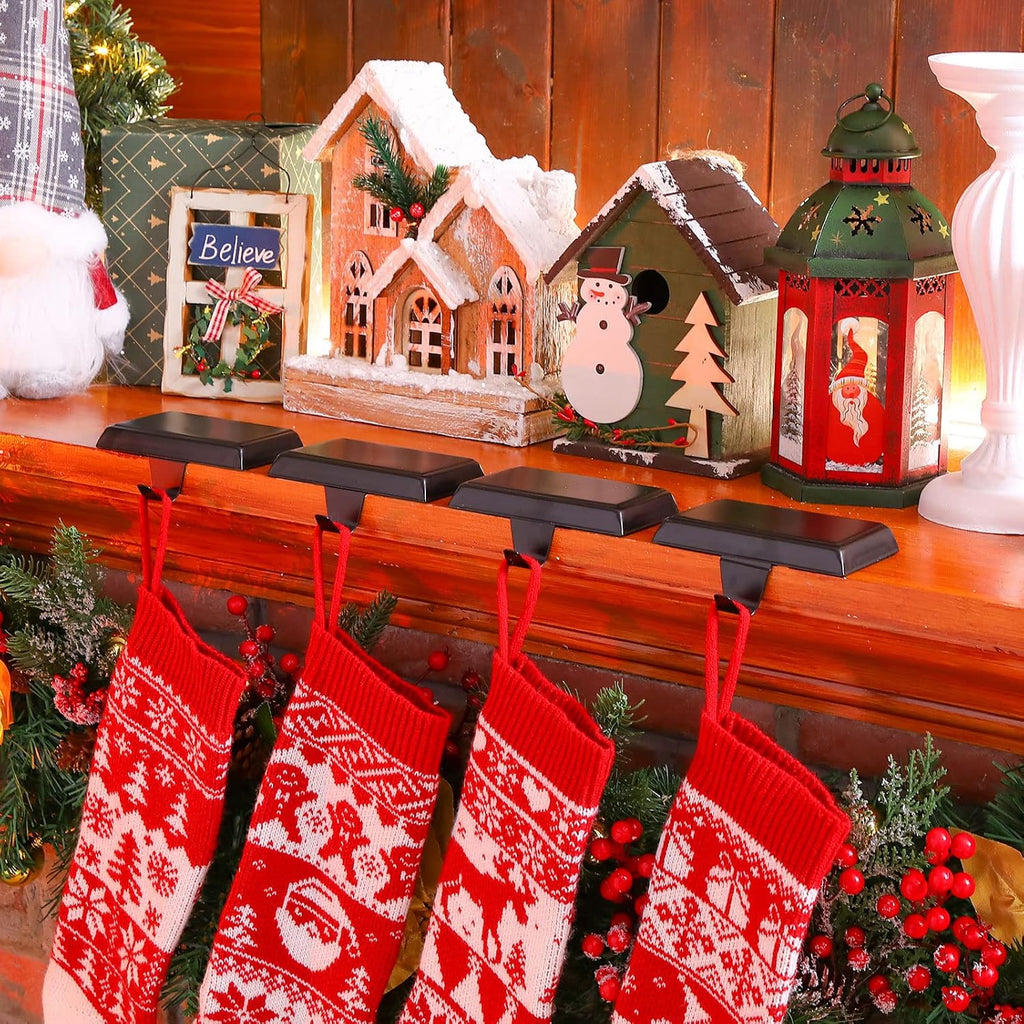 6 Pcs Black Christmas Stocking Hangers for Mantel Stocking Holders