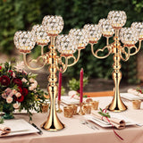 4 Pcs 5 Arm Crystal Candelabra Centerpieces for Tables 21.5 Inch Tall Crystal Candle Holders Bowlrty Events Table
