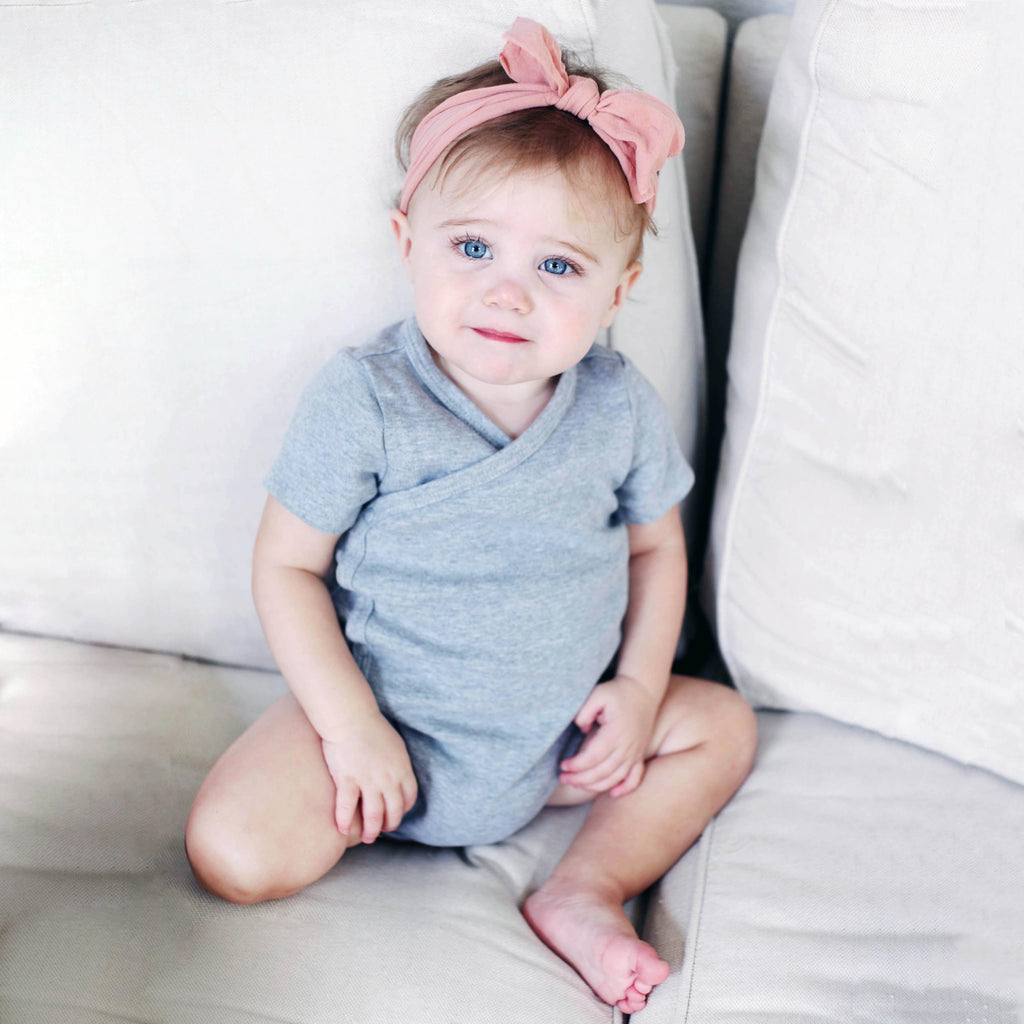 Baby Side Snap Kimono Bodysuit Set, 100% Cotton Wrap Bodysuit with Mitten Cuffs, Boy Girl Unisex Newborn Layering