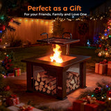 Fire Pit with BBQ, Outdoor Fire Pit for Wood Burning, Patio Firepits for Outside with Grill