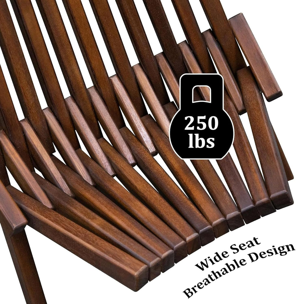 Wooden Folding Tamarack Chairs, FSC Certified Acacia Low Profile Adirondack Chairs, Wood Folding Chair for Outdoor