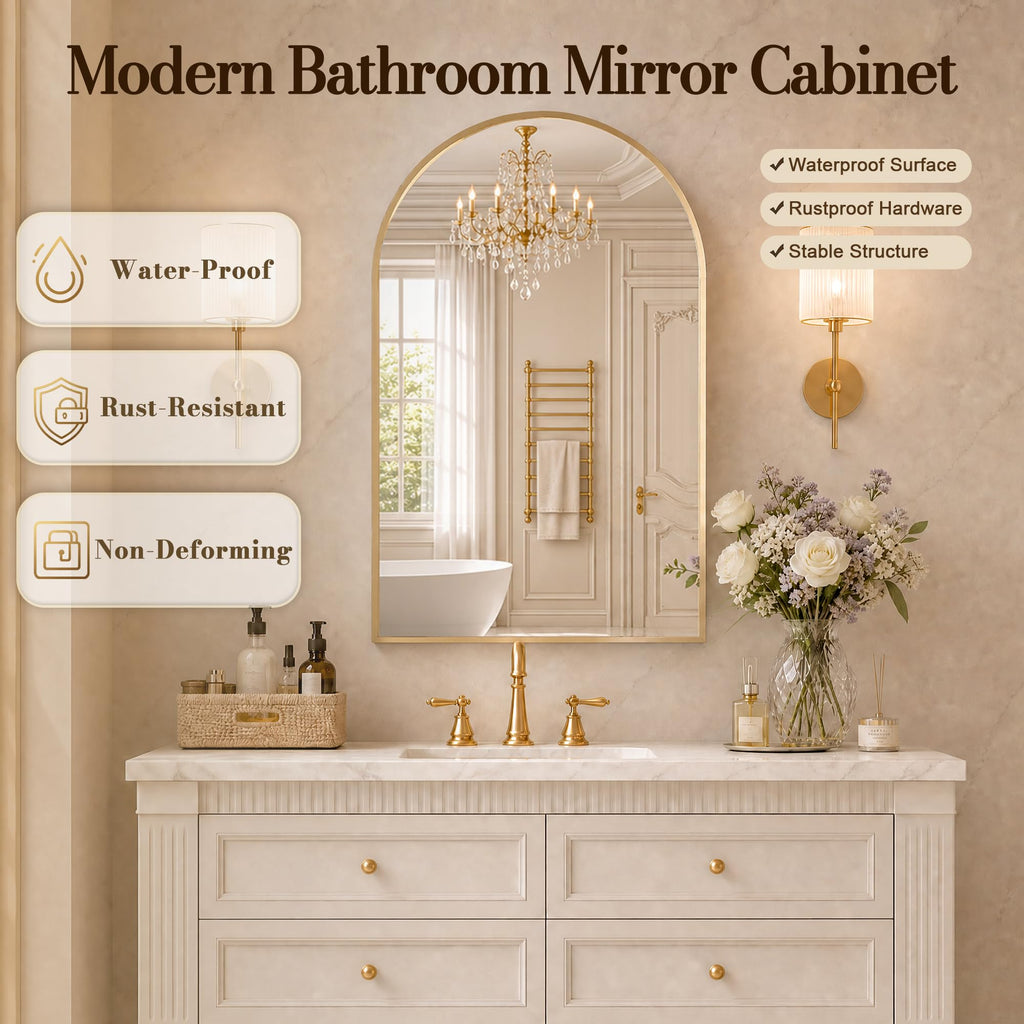 Medicine Cabinet Mirror, Surface Mount for Small Bathroom, 20x32 Inch