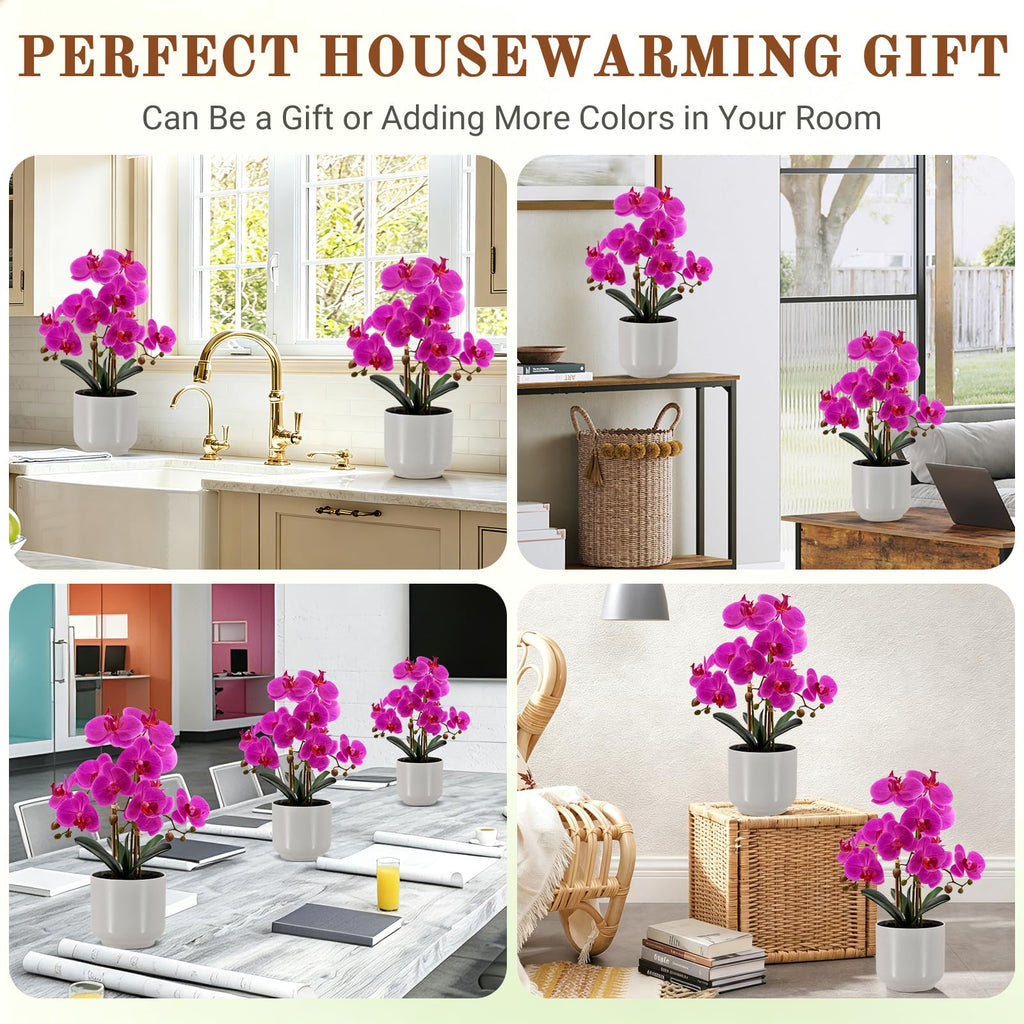 Faux Orchid 19"Tall Artificial Flower Plant Indoor Decor