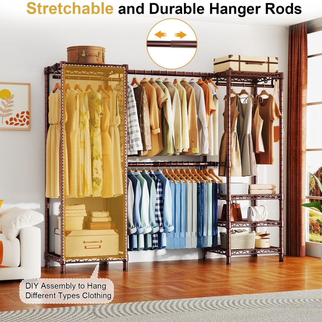 E7 Heavy Duty Closet Garment Rack, Clothes Storage Organizer System