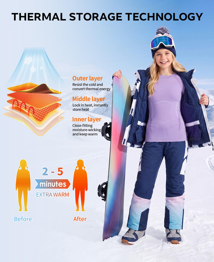 Kids Thermal Underwear Set Long Johns Thermals Top Bottom Warm Set